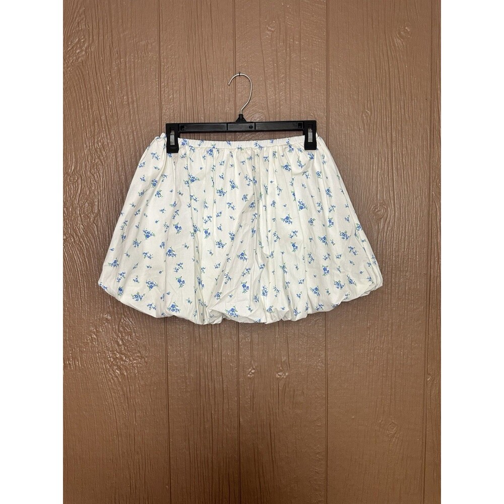 NWT See You Monday Floral Bubble‎ Skirt Size Medium Blue White Southern Grandma
